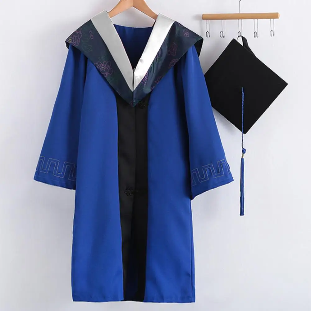 Uniforme de graduação super macio para a faculdade, Poliéster resistente ao desgaste, Chapéu de bacharel, Manto graduação, Adereços de fotografia para a faculdade, 1 conjunto