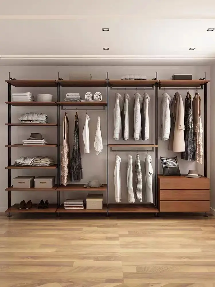Italian simple open wall wardrobe hanger indomitable coat rack floor partition storage rack hanging hanger