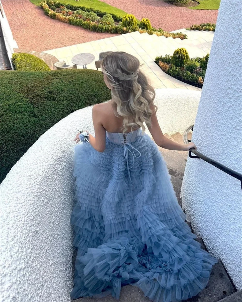 Customized Elegant Strapless Tulle Sweetheart Backless A-Line 2024 Cocktail&Homecoming Dress formal occasion dresses Court Train