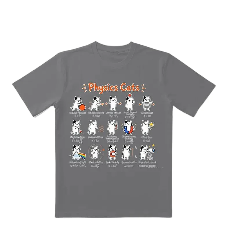 Fun Physics Formula  Print Pure Cotton Short Sleeve T-Shirt Unisex Summer Loose Versatile Male Model Breathable Casual Style