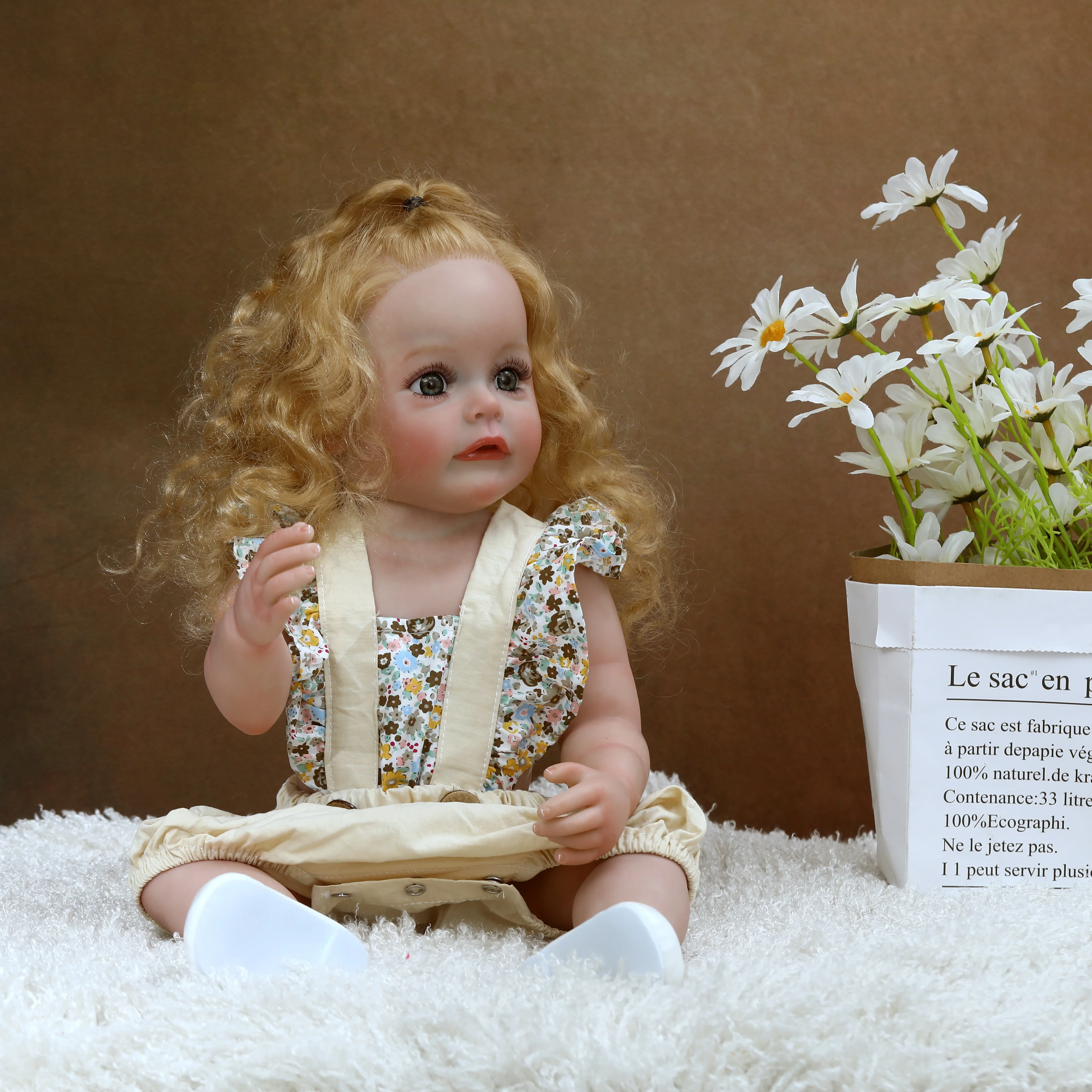 

SUESUE bebe Full Silicone Reborn Doll 55 cm Implanted Gold Hair Newborn Baby Ethnic Doll For Child Birthday DIY Best Gifts