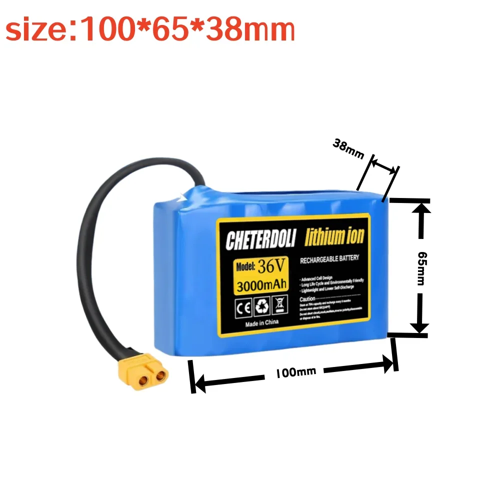 Rechargeable Lithium ion Battery Pack 10S1P 36V 3000mAh for Electric Self Balancing Scooter Hover Board Unicycle.