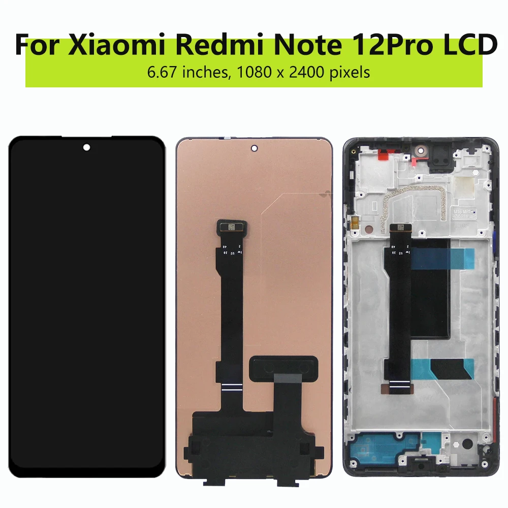 Pelindung layar AMOLED, layar tampilan LCD untuk Xiaomi Redmi Note12 Pro 22101316C dengan layar sentuh Digitizer Note12 pro 5G