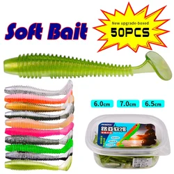 10Pcs 50Pcs Soft Lure Silicone Worm Bait 6cm 7cm 7.5cm Jigging Wobblers Fishing Lure Artificial Swimbaits For Bass Carp Tackle