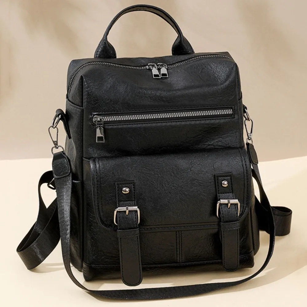 PU Peather Student Backpack Multifunctional Large Capacity Student School Bag Crossboby Anti Splash Water Mommy Shoulder Bag