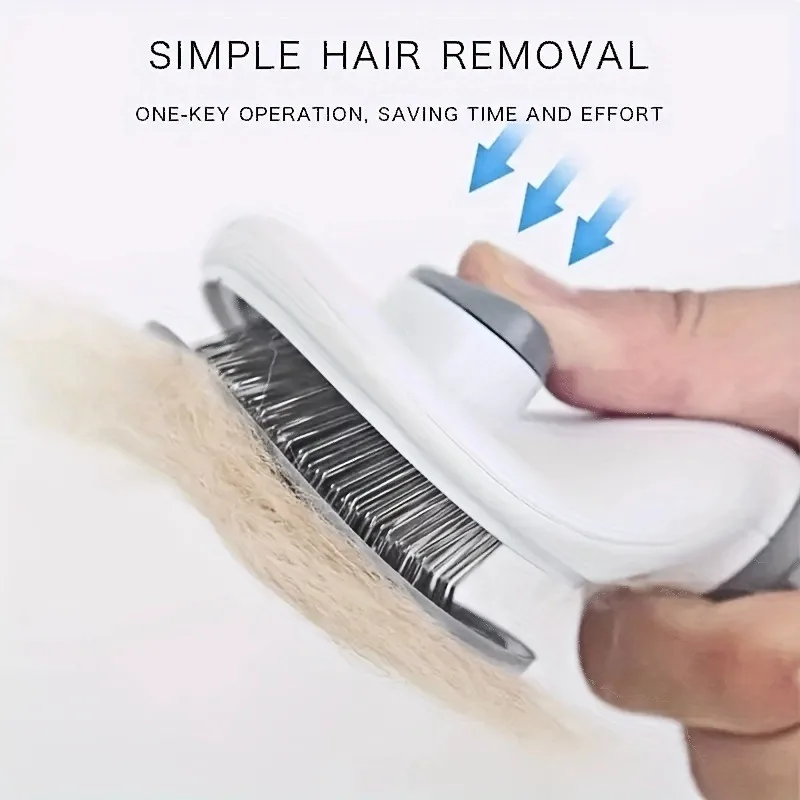 Pet Hair Removal Brush Dog Hair Comb Stainless Steel Automatic Hair Fading