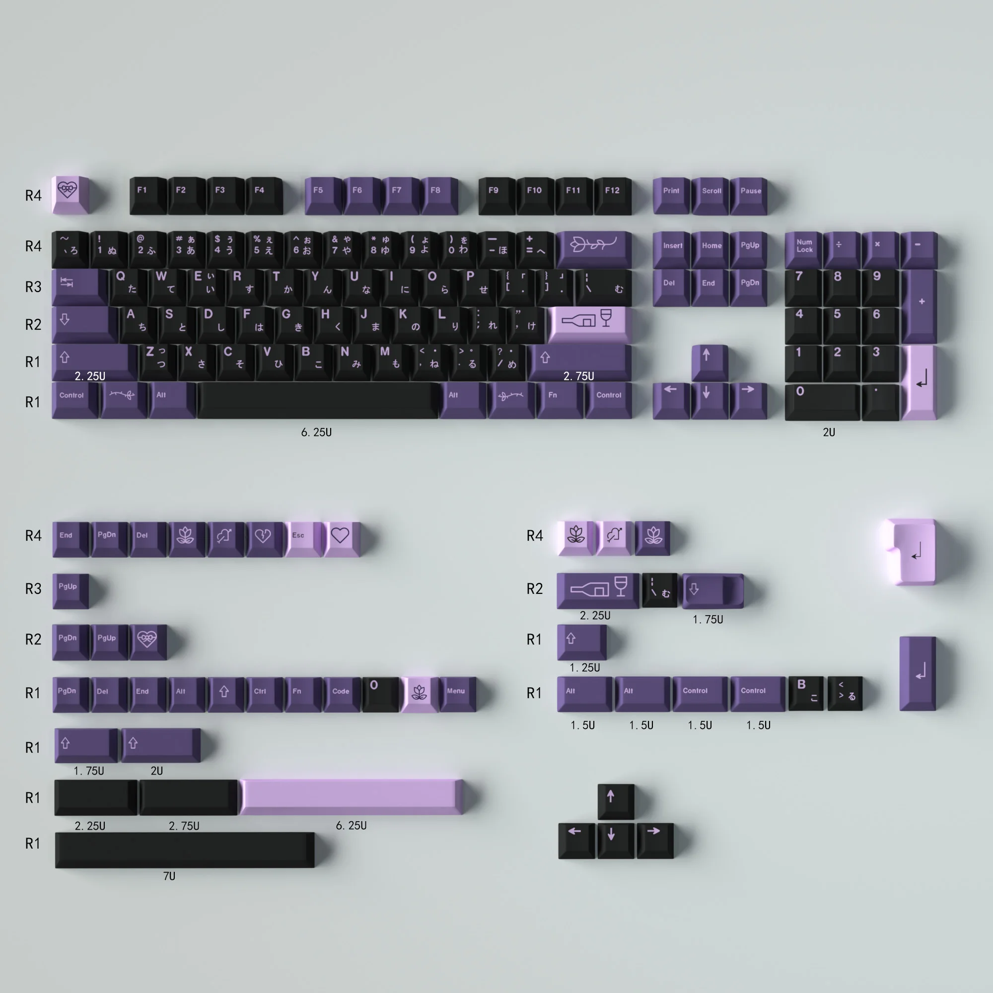 First Love Japanese Keycaps Purple Original PBT Sublimation Full Set of Mechanical Keyboard Caps