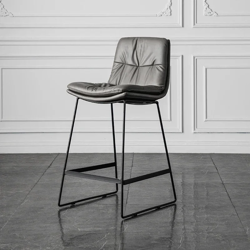 American Brown High Bar Stools Designer Reception Backrest Relaxing Soft Bar Chair Counter Computer Taburete Alto Home Furniture