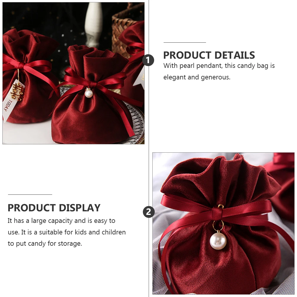 

Candy Large Capacity Gift with Pearl Pendant for Wedding Christmas Birthday Kids Storage Pouch with Pocket for Crafts Jewelry