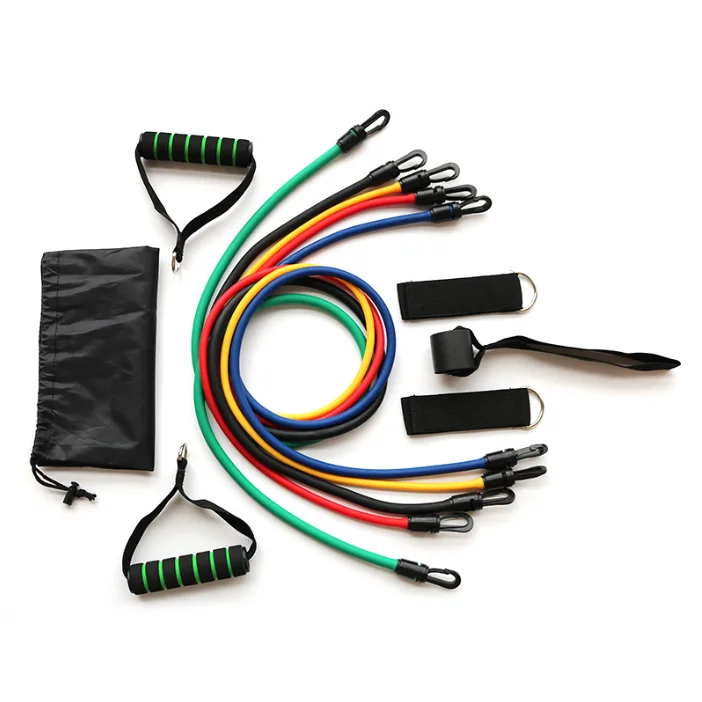 2026 Resistance Tube Set Resistance Bands High Tensile Elasticity in Yellow Green Red Blue Black with Carry Bag for Exerciseprom