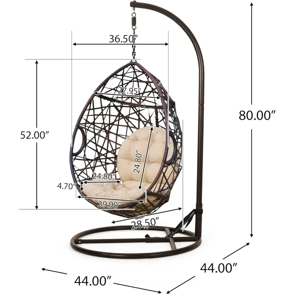 Garden Chairs, willow tear drop hanging chair, suitable for outdoor, brown