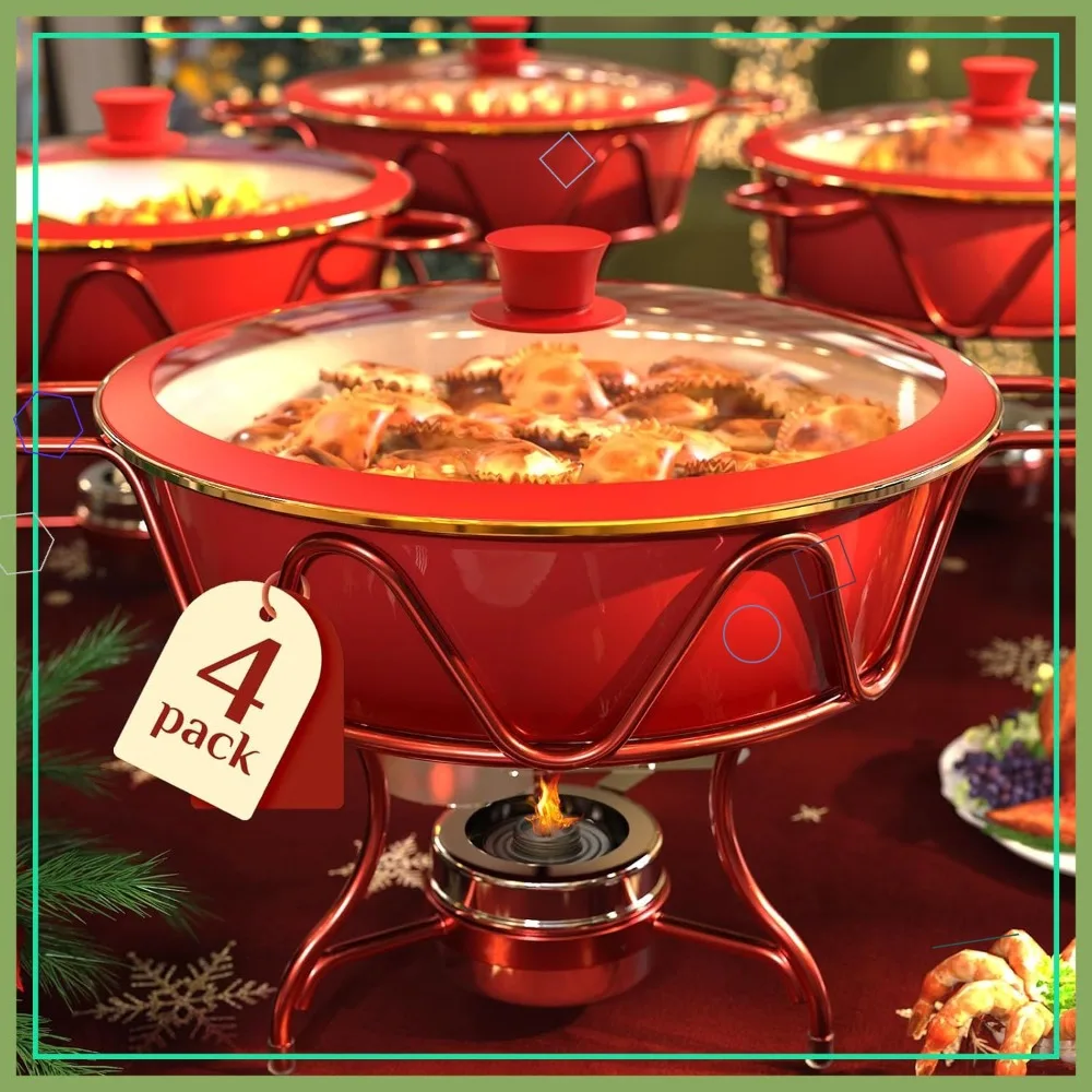 

Набор из 4 эмалированных блюд для шведского стола, конструкция с подогревом без воды, подогреватели еды 7QT для вечеринок