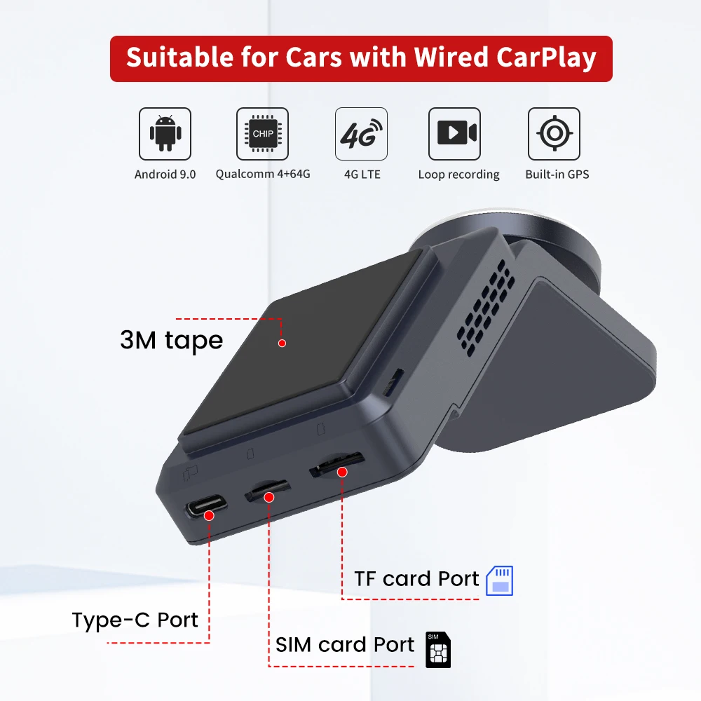 Carlinkit Android 12.0 4+64GB Smart Box Carplay Portatil Android Box Car Smart Box Carplay Ai Android Auto Wireless