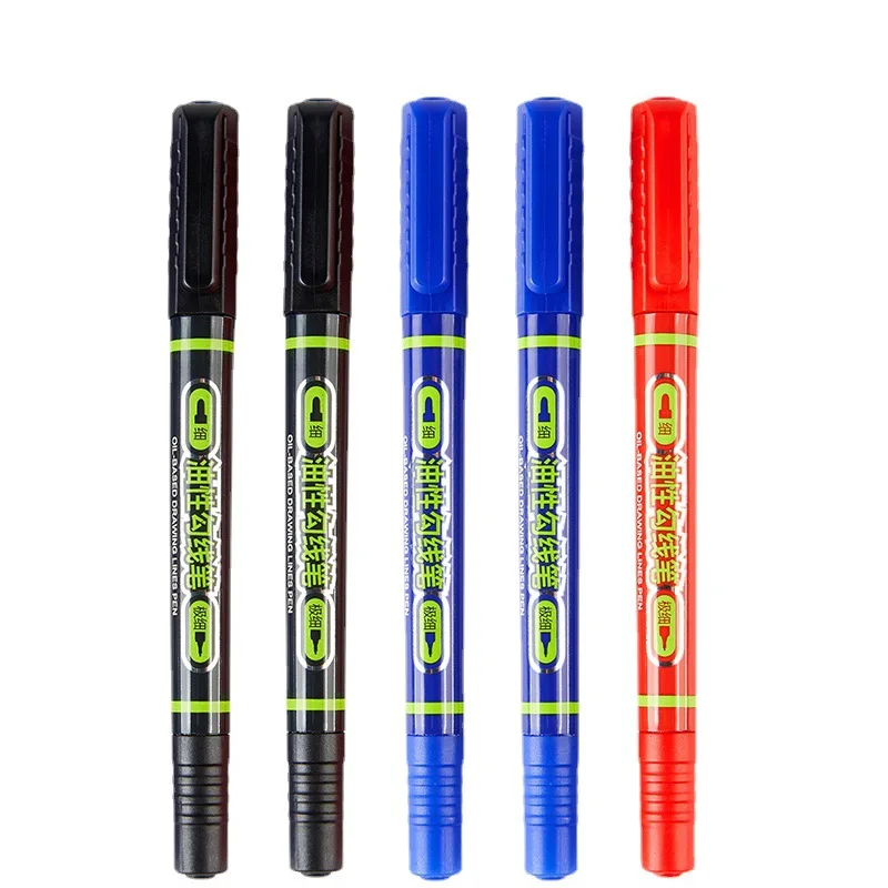 Oily Hook Pen Double-headed Marker Pen Black Red Blue Graffiti Painting Pen Art Art Painting Office Stationery