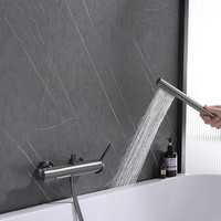 Bathroom Shower Faucet Set Wall Mounted Waterfall Style Brass Bathtub Faucet Set Brush Gold /Chrome Finished New