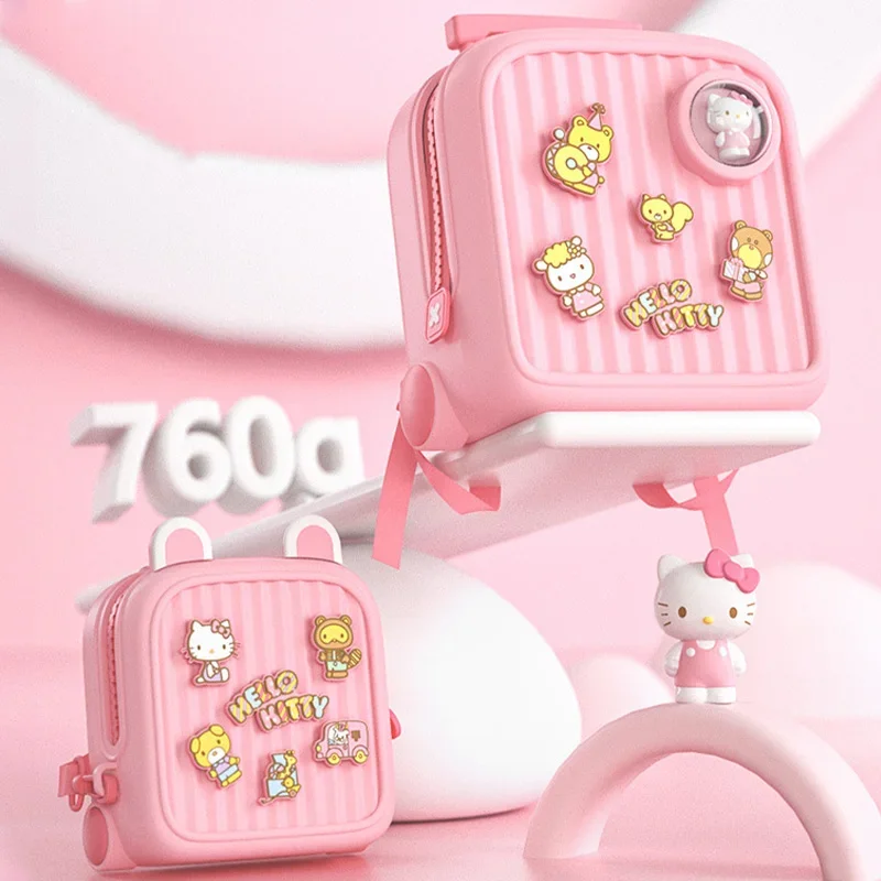 Cartoon Hello Kitty Kawaii Girl Boy Kids Travel Backpacks Diy Student Luggage Backpack Anime Figure Kawaii School Bags Gifts