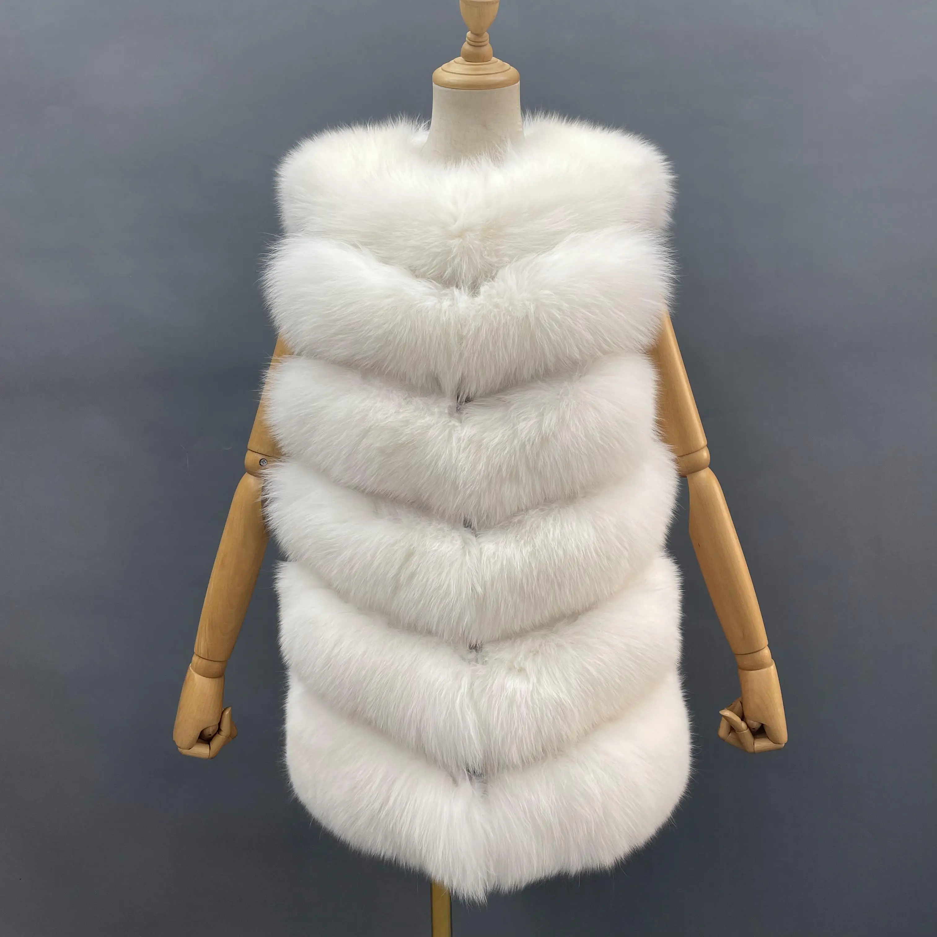 MISSJANEFUR จริงขนสัตว์แฟชั่นสำหรับผู้หญิงหรูหรา2022ฤดูหนาว Plush Fox Fur Gilet Waistcoat Custom Xxxxxl