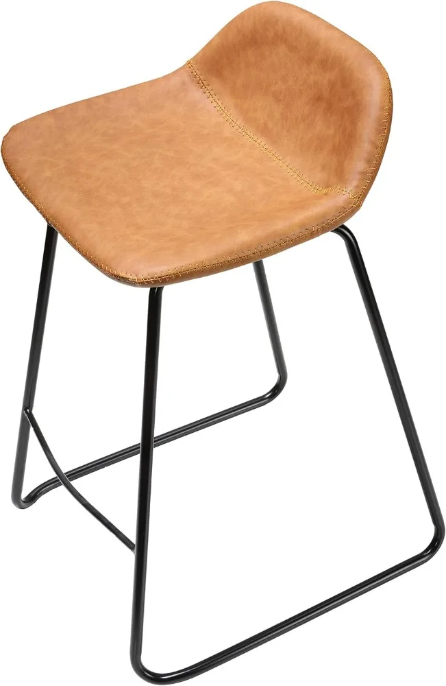 Cortesi-Brown Falso Couro Bancadas Altas, Bar Stool, Uso Doméstico, 25 polegadas, Sela