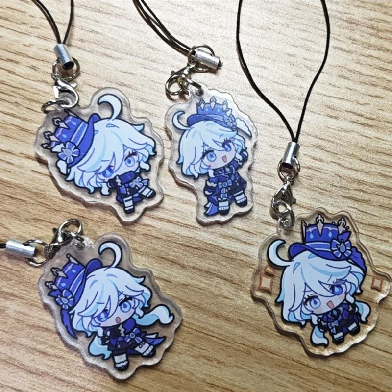 4Pcs/Set Game Mobile Phone Lanyard Furina de Fontaine Focalors Hydro Archon God of Justice Phone Straps Keychain Bags Pendant