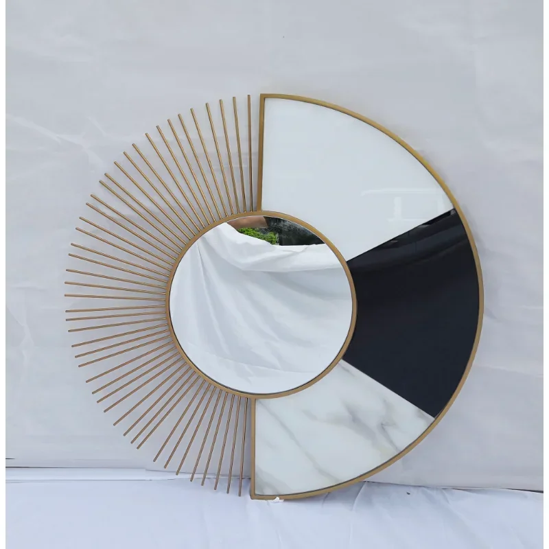 Home Decor Luxury Stainless Steel Sunburst Round Shape Mirrors Decorative Famed Mirrors Wall