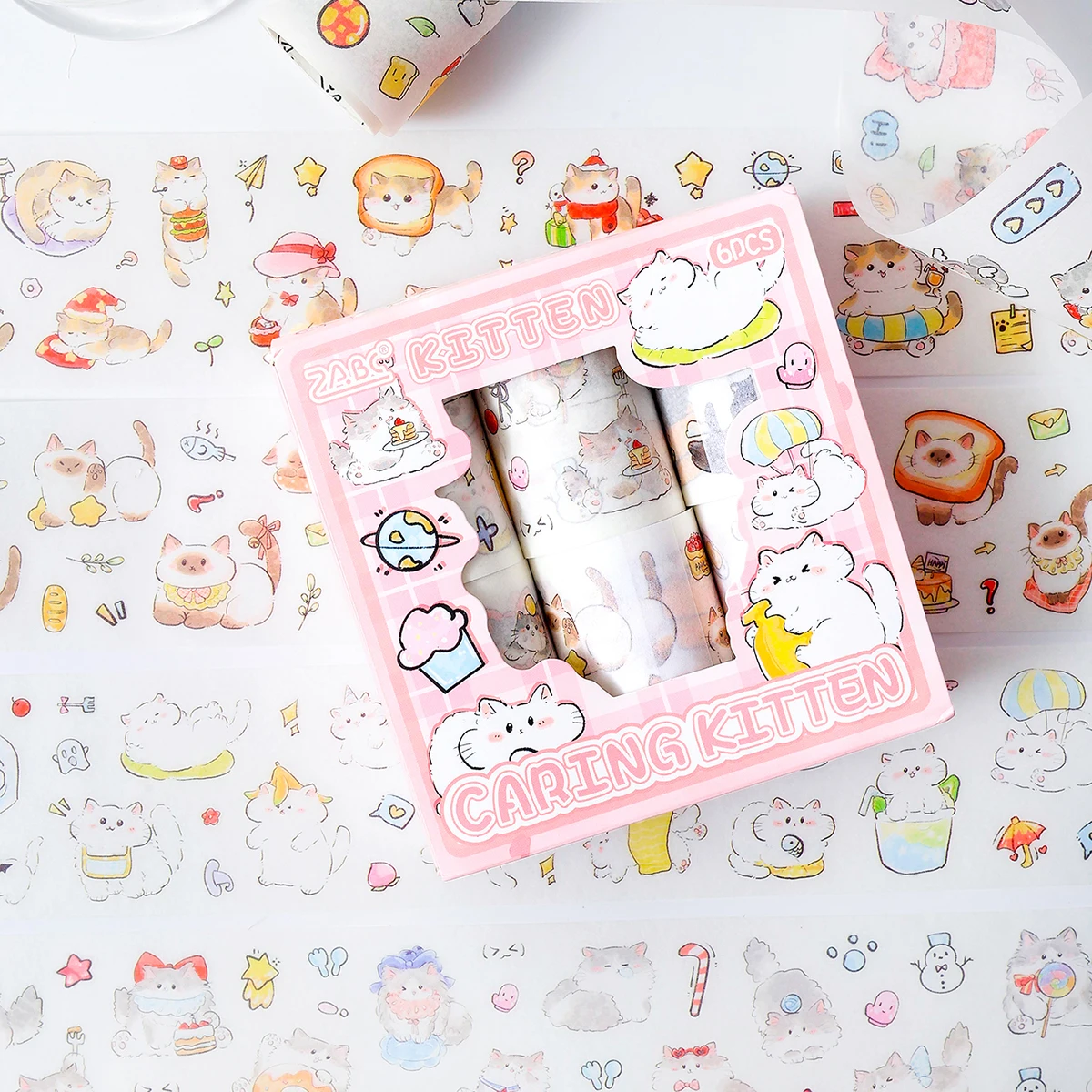 6 ロール/ボックス、DIY スクラップブッキングや文具装飾用のクリエイティブな動物パターンステッカーセット、ファッション装飾用品