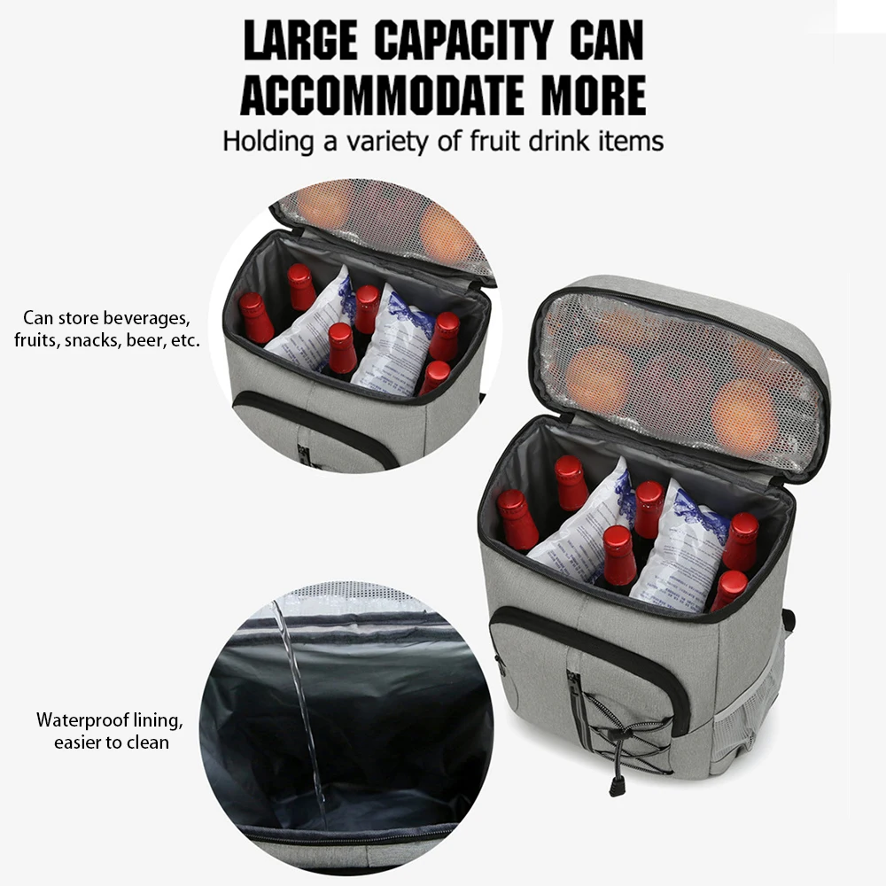 Oxford cloth Insulated Cooler Backpack Comfortable Aluminum Foil Inner Soft Cooler Bag Lightweight Outdoor Camping Backpack