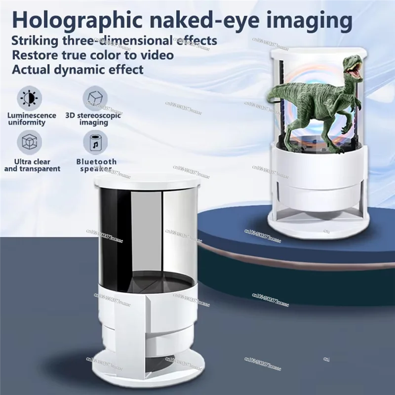 NEW-Cylinder 3D Holographic Fan Screen with LED Lamp Beads, Full 360° Viewing Angle, WIFI Connection for Effective Ads