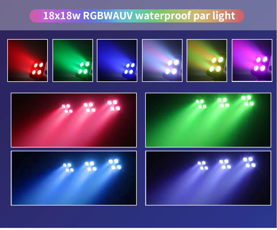 aicpose 4x18W RGBWA UV 6in1 LED Akku-betriebenes Wash Par Licht unterstützt DMX-Steuerung, Mini-Akku-betriebenes Party- & Hochzeitslicht – Detail 8