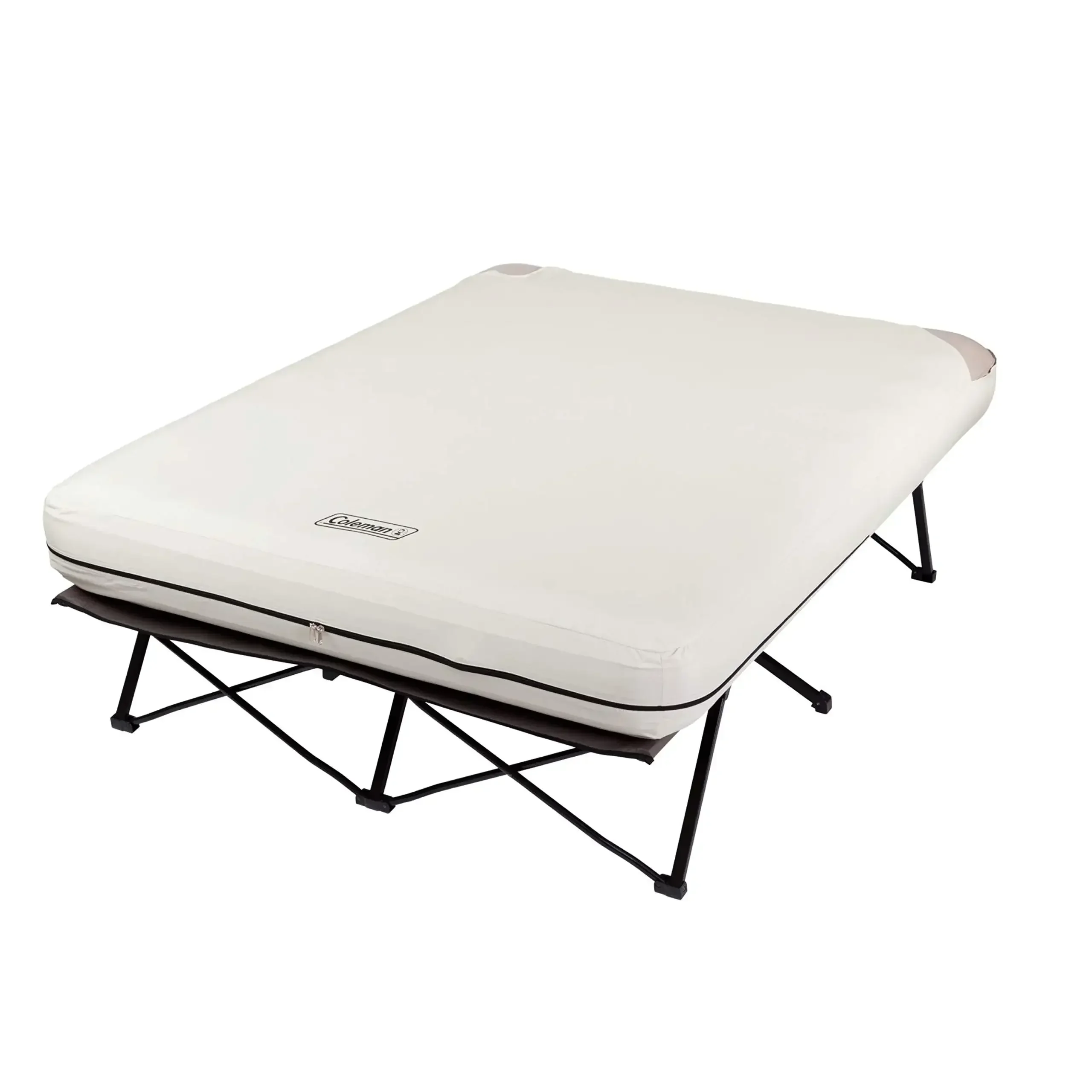 Coleman Camping Cot, Air Mattress, & Pump Combo, Folding Camp Cot & Air Bed with Side Table & Battery-Operated Pump, Great for C