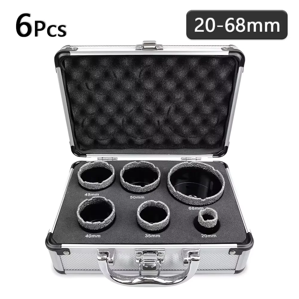 

6 Pcs M14 Thread Diamond Dry Drill Bit Vacuum Brazed Drilling Core Bits Set Porcelain Tiles Crowns Granite Marble Hole Saw Tools