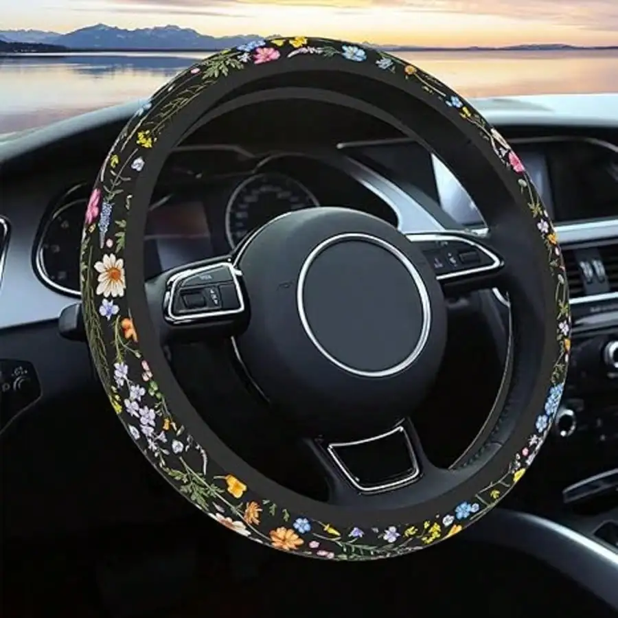 

Floral Pattern Steering Wheel Cover for Car - Soft Grip Design