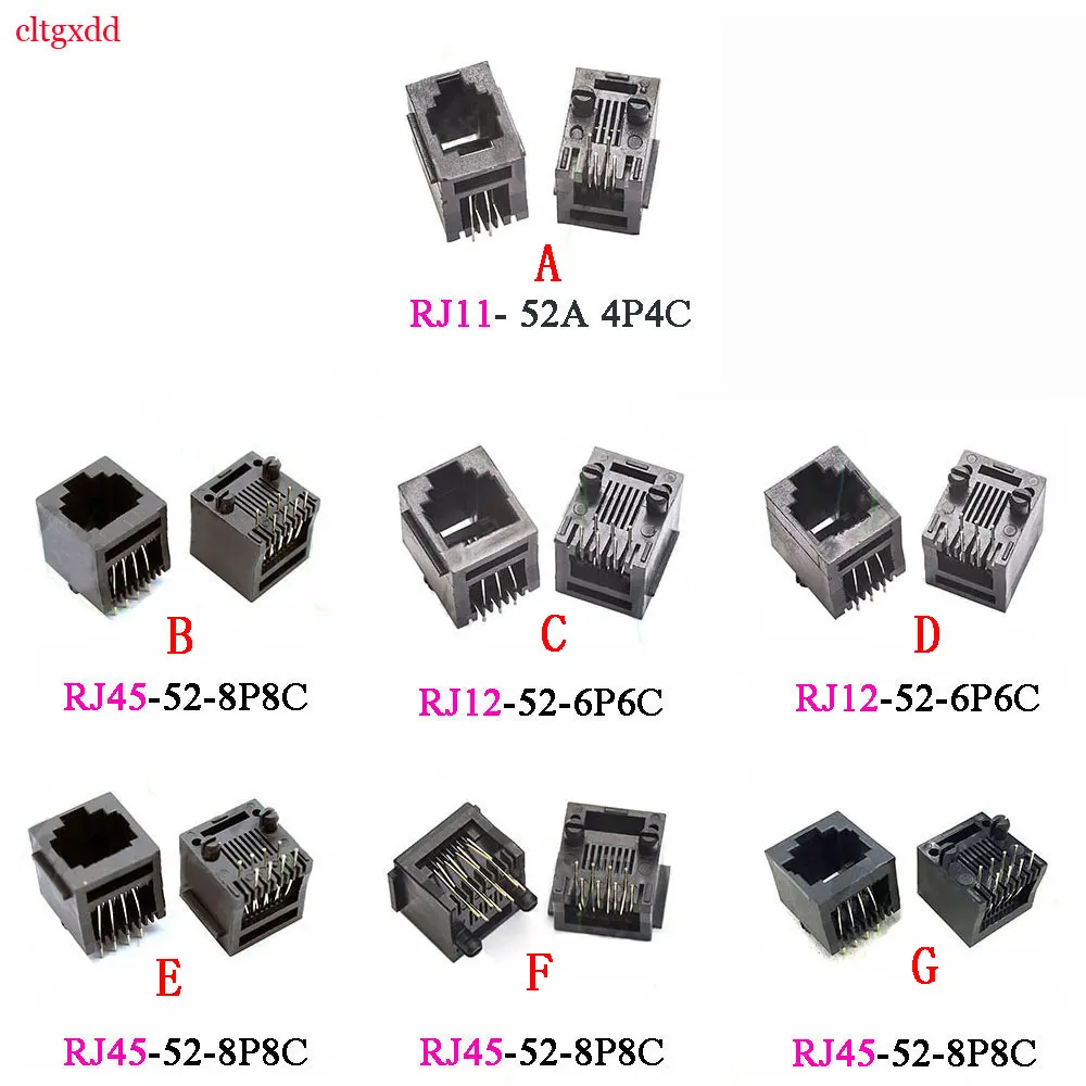 2PCS RJ11 RJ12 RJ45 Telephone Socket Connector 4P4C 6P2C 6P4C 6P6C 8P8C Plug Computer Internet Network PCB Jack Female Socket