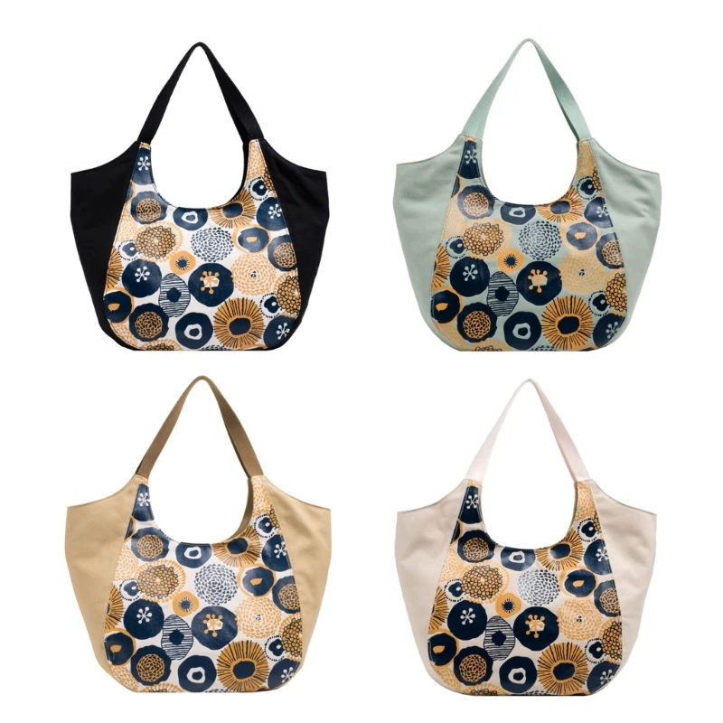 

Womens Flower Print Handbags Lady Large Capacity Shoulder Bag Student Canvas Bag