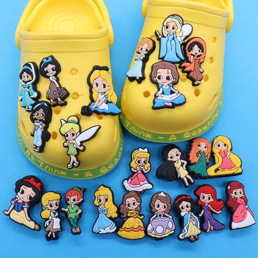 Disney Princess Alice Snow White 9-100PCS Shoes Charm princess MIX Set PVC Decorations DIY Detachable Waterproof For Party Gifts