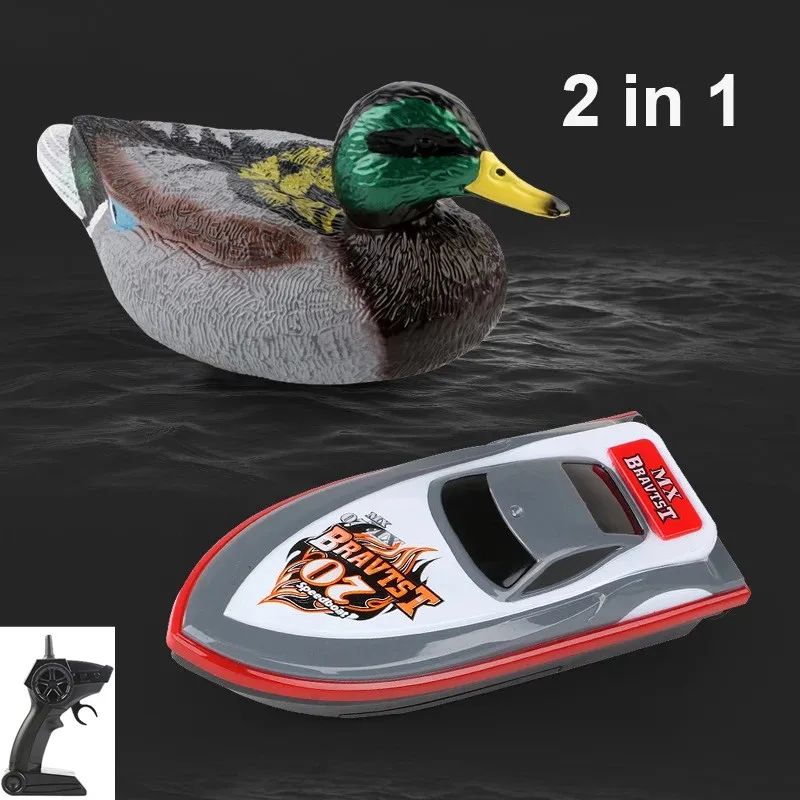 

2 in 1 RC Boat Toy 2.4G 15km/h Remote Control Speedboat Ship Water Toys Greenhead Duck Remote Control Boats Children Toy Gifts