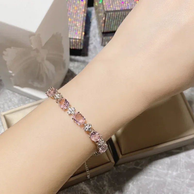 MDLFES Moiss1n الماس StyleFlower الماس الكامل مطلية بالذهب روز كريستال أقراط فو التورمالين سوار #4