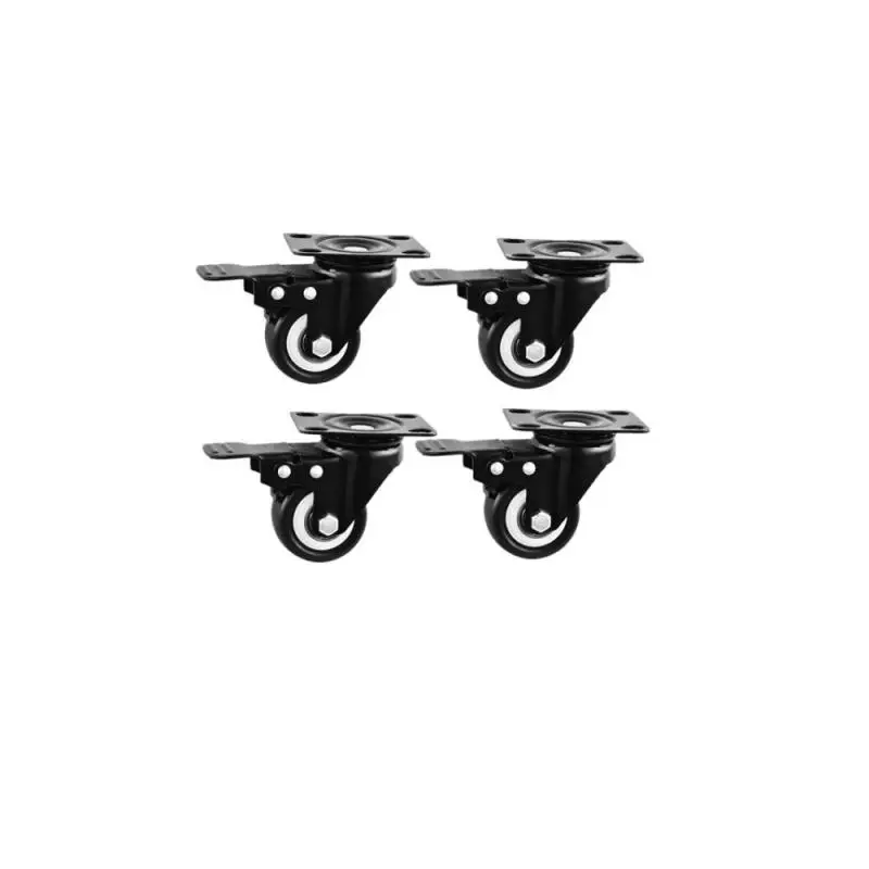 (4 Packs) 1.5 Inch Gold Diamond Caster With Brake Electrophoresis Black Flat Steering Wheel Mobile Furniture