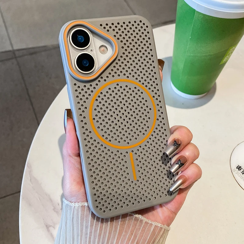Honeycomb Mesh Cooling Magnetic Phone Case For iPhone 16 Pro Max 17 Air 15 14 13 12 Magsafe Heat Dissipation Hard Back Cover - Image 6