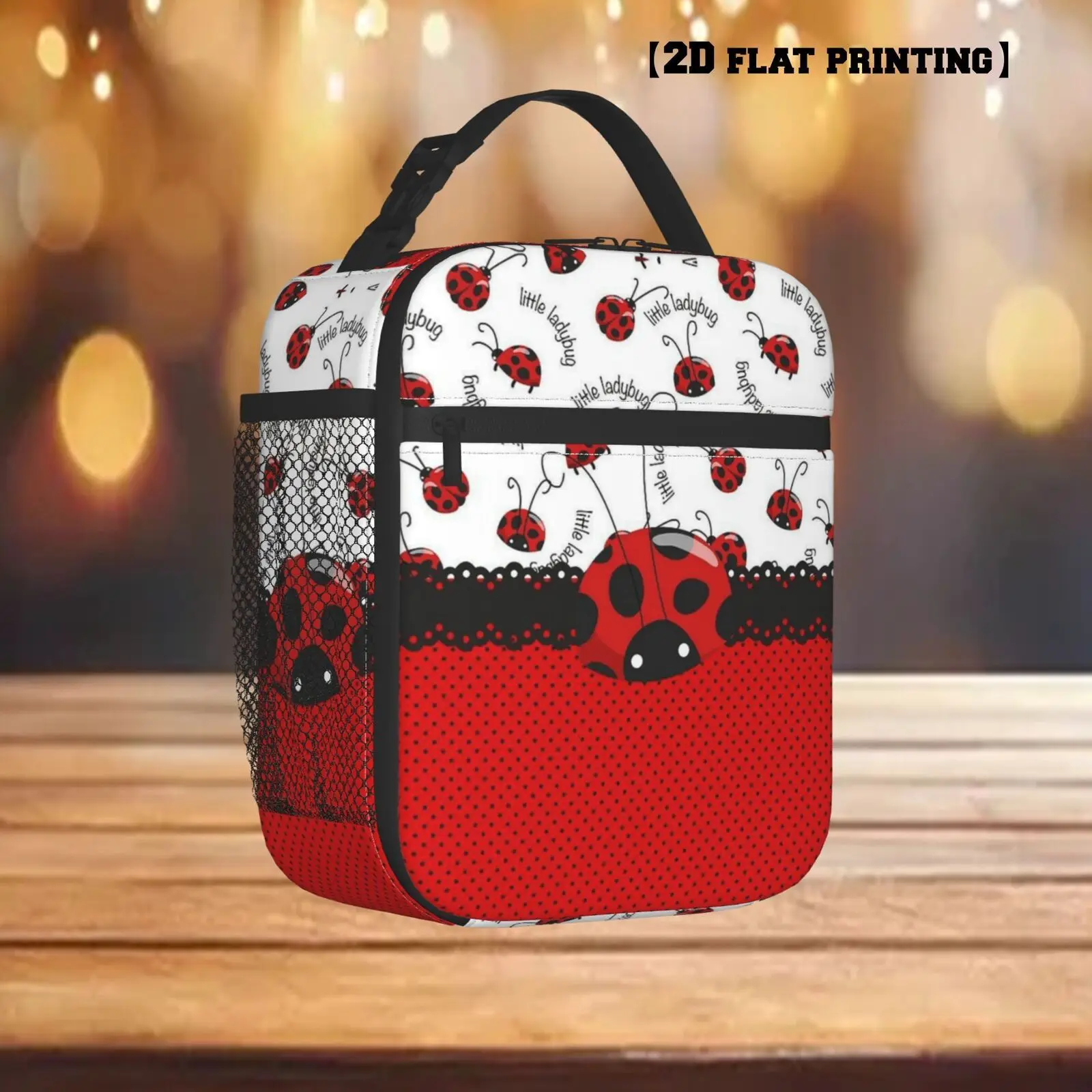 Ladybug Portable Reusable Cooler Bag, Holiday Gift, Birthday Gift, Lunch Bag for Travel, Outdoor Necessities