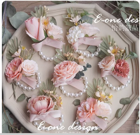 

Мори корейская свадьба невеста жених подружка невесты жених родителям свадебный корсаж запястье цветок VIP открытие встреча