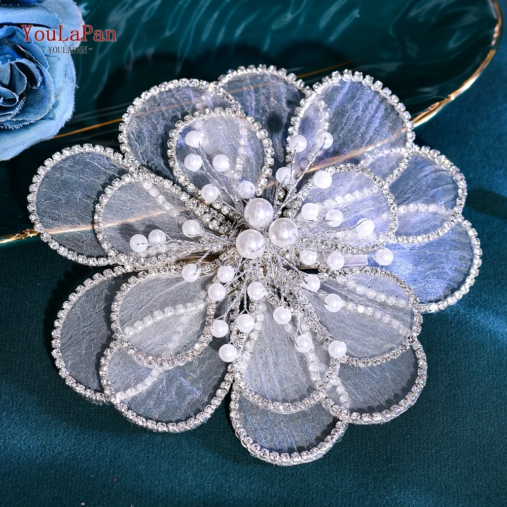 

TOPQUEEN Bride Pearl Metal Chain Hair Clips Handmade Wedding Flower Headwear Banquet Party Headpieces Women Hair Jewelry HP888