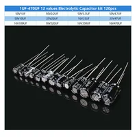 120pcs Electrolytic Capacitor 16V 25V 50V Aluminum Electrolytic Capacitor Kit 12 Values 1uF-470uF DIP Electrolyte Capacitors 3