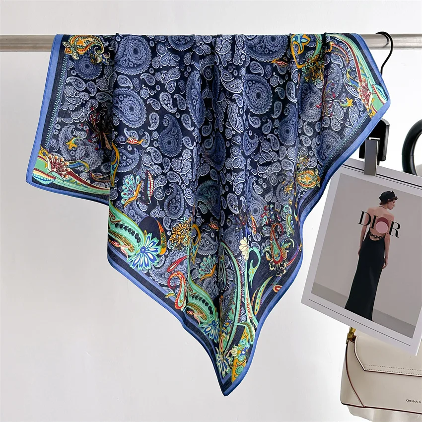 65*65cm Women Retro Paisley Print Cotton Feel Soft Foulard Bandana Headscarf Spring Autumn Warm Wraps Fashion Decoration Scarves