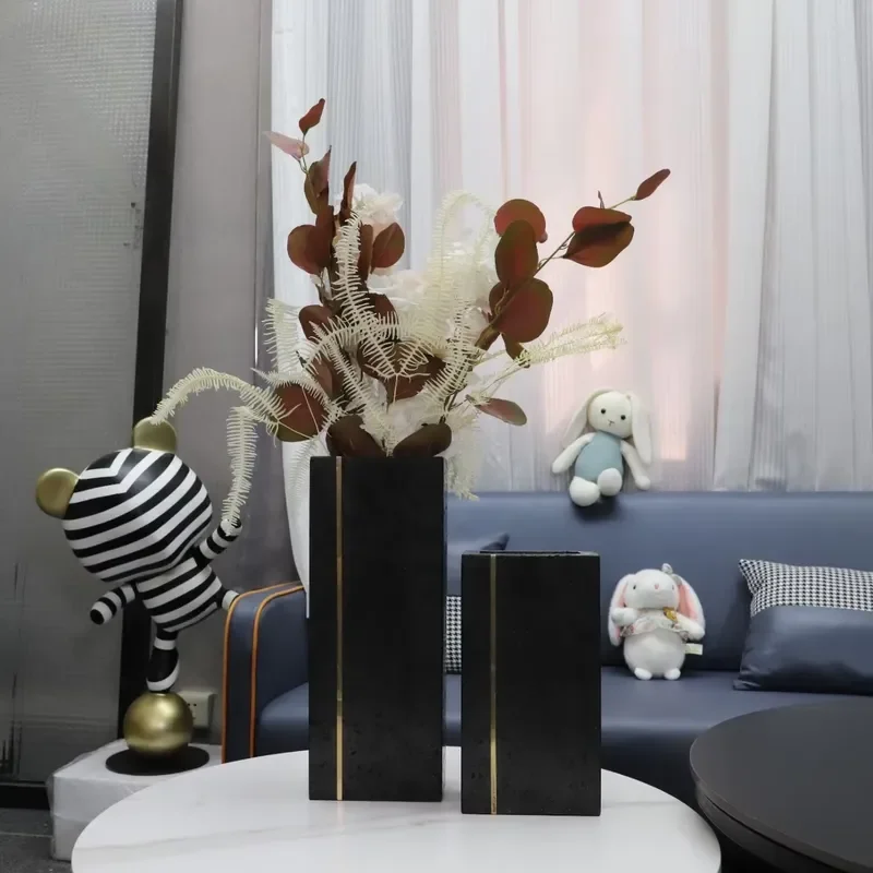 Home Interior Decoration Elegant Decorative Accessories Black Travertine Stone Decorations