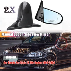 2Pcs Manual Adjustable Car Side Mirror Rear View Mirror Spoon Style For Honda For Civic EK 4Dr Sedan 1996-2000 Car Accessories
