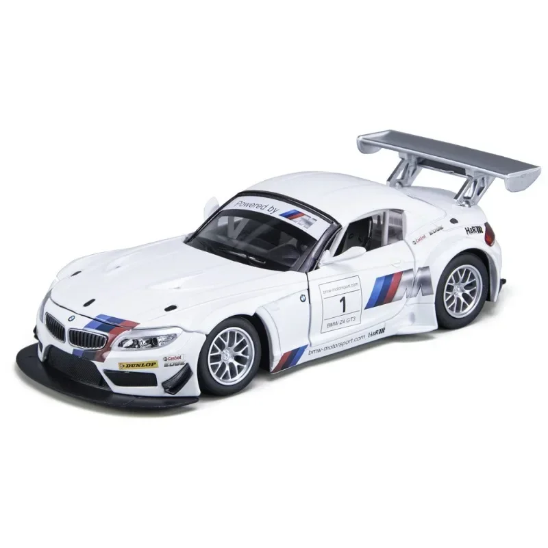 CCA miniatur mobil dengan lampu suara, Model mobil Sport BMW Z4 GT3 Aloi simulasi tinggi 1/24 dengan lampu suara, hadiah mainan ulang tahun