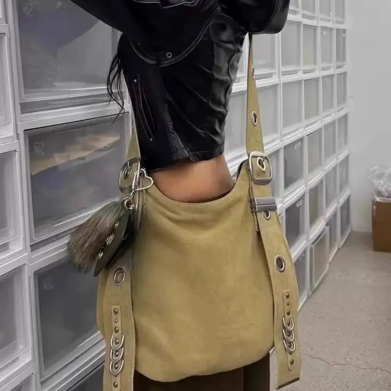 خمر الشرير الجرونج Y2k الجمالية تحت الإبط حقيبة الكورية عالية السعة موضة حقائب كروسبودي عادية الشارع الشهير حقائب كتف #3