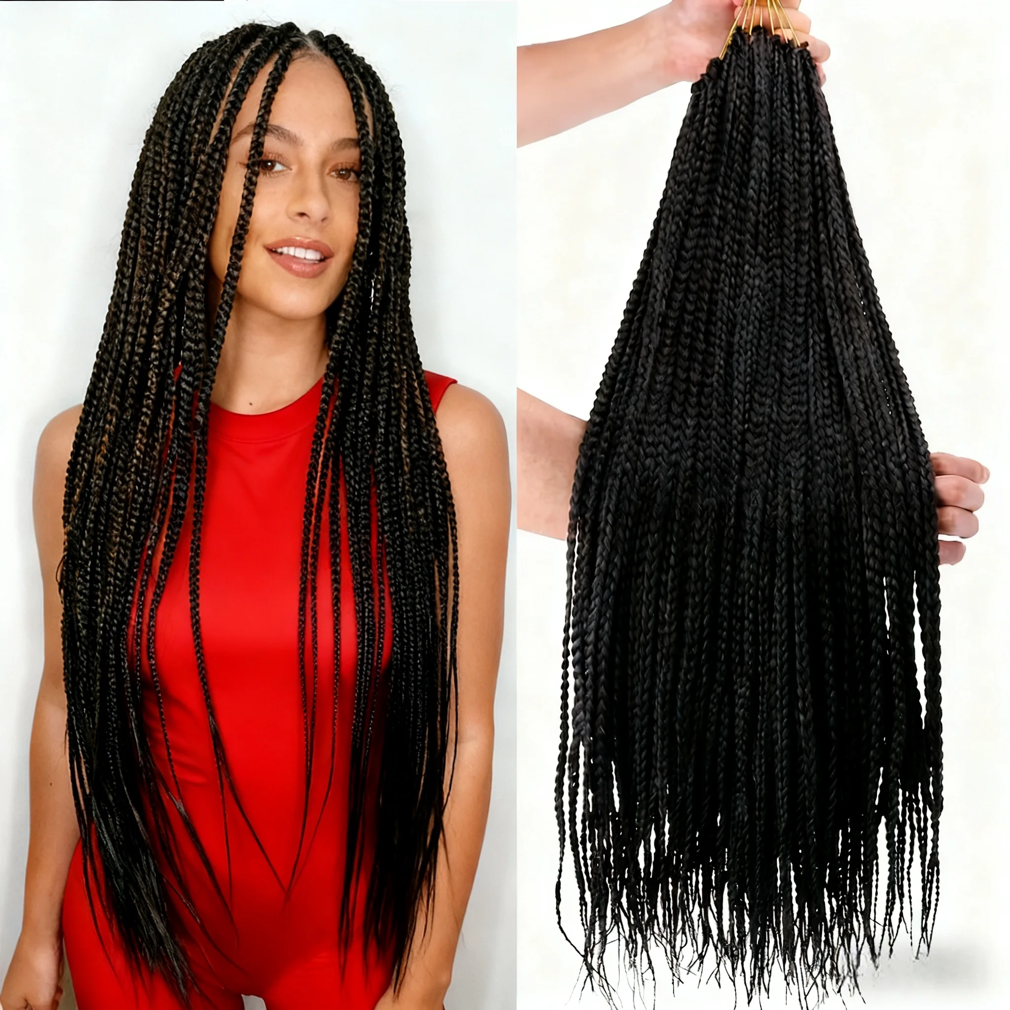 Box Braid Crochet Hair 10-24 Inch Crochet Synthetic Braids 18 Strands Box Braids Pre Looped Crochet Hair Extension for Women