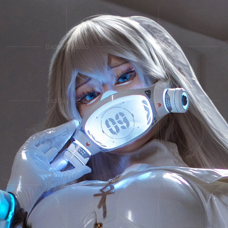 masque-led-lumineux-cyberpunk-adapte-au-combat-armure-de-main-03-armure-de-bras-masque-mecanique-cos-chuomachi-technologie-tactique