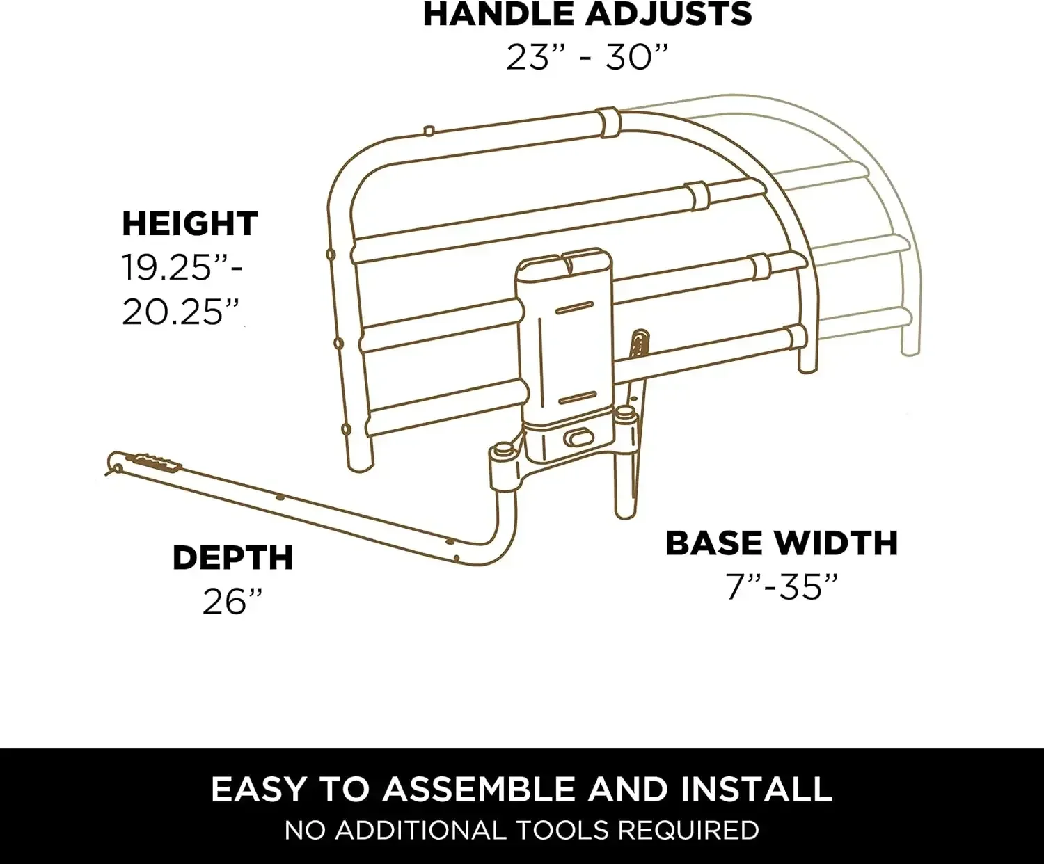 Click Extendable Bed Rail, Removable Bed Handle for Elderly, Safe and Easy to Use Adjustable Assist Rail for Seniors, Prevents F